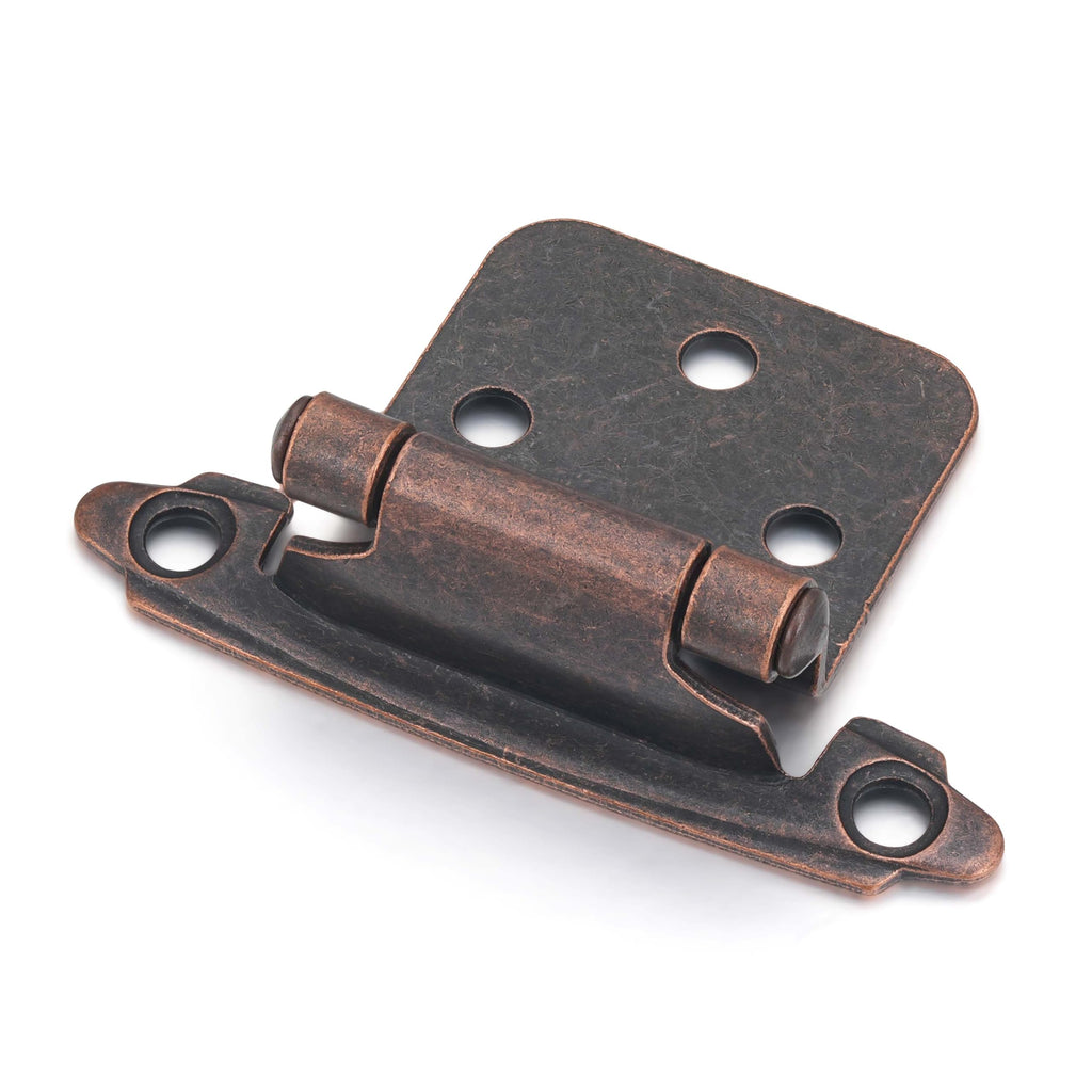 Vallecloud 10 Pack Antique Copper Self-Closing Cabinet Hinges – 1/2-inch Overlay, Face Frame, Semi-Concealed (5 Pairs)