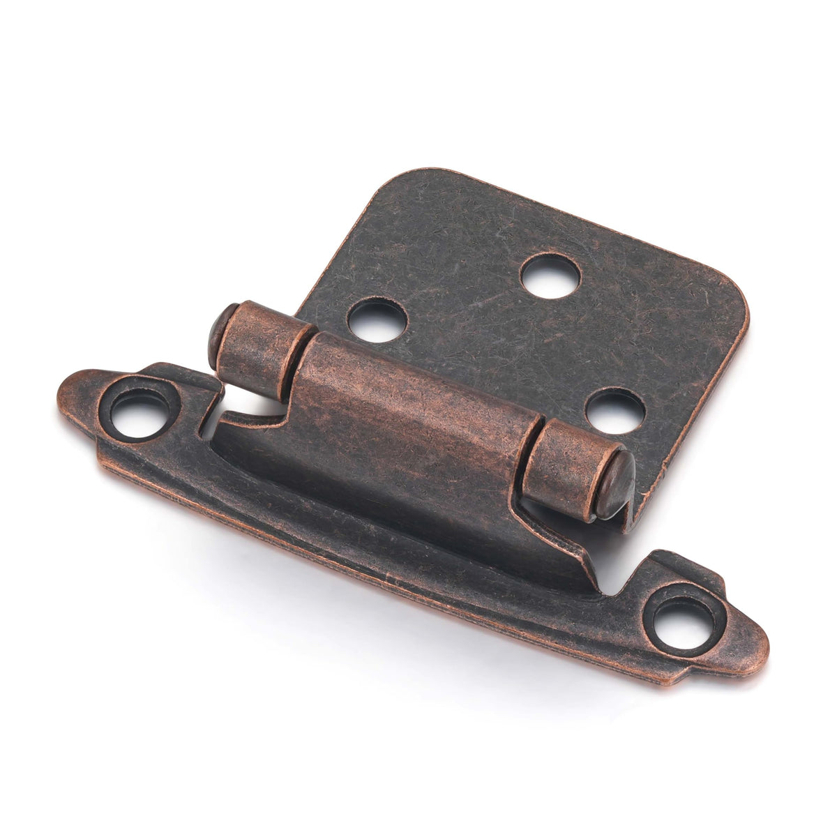 Vallecloud 10 Pack Antique Copper Self-Closing Cabinet Hinges – 1/2-inch Overlay, Face Frame, Semi-Concealed (5 Pairs)