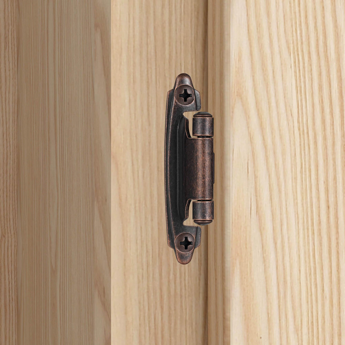 Vallecloud 10 Pack Antique Copper Self-Closing Cabinet Hinges – 1/2-inch Overlay, Face Frame, Semi-Concealed (5 Pairs)