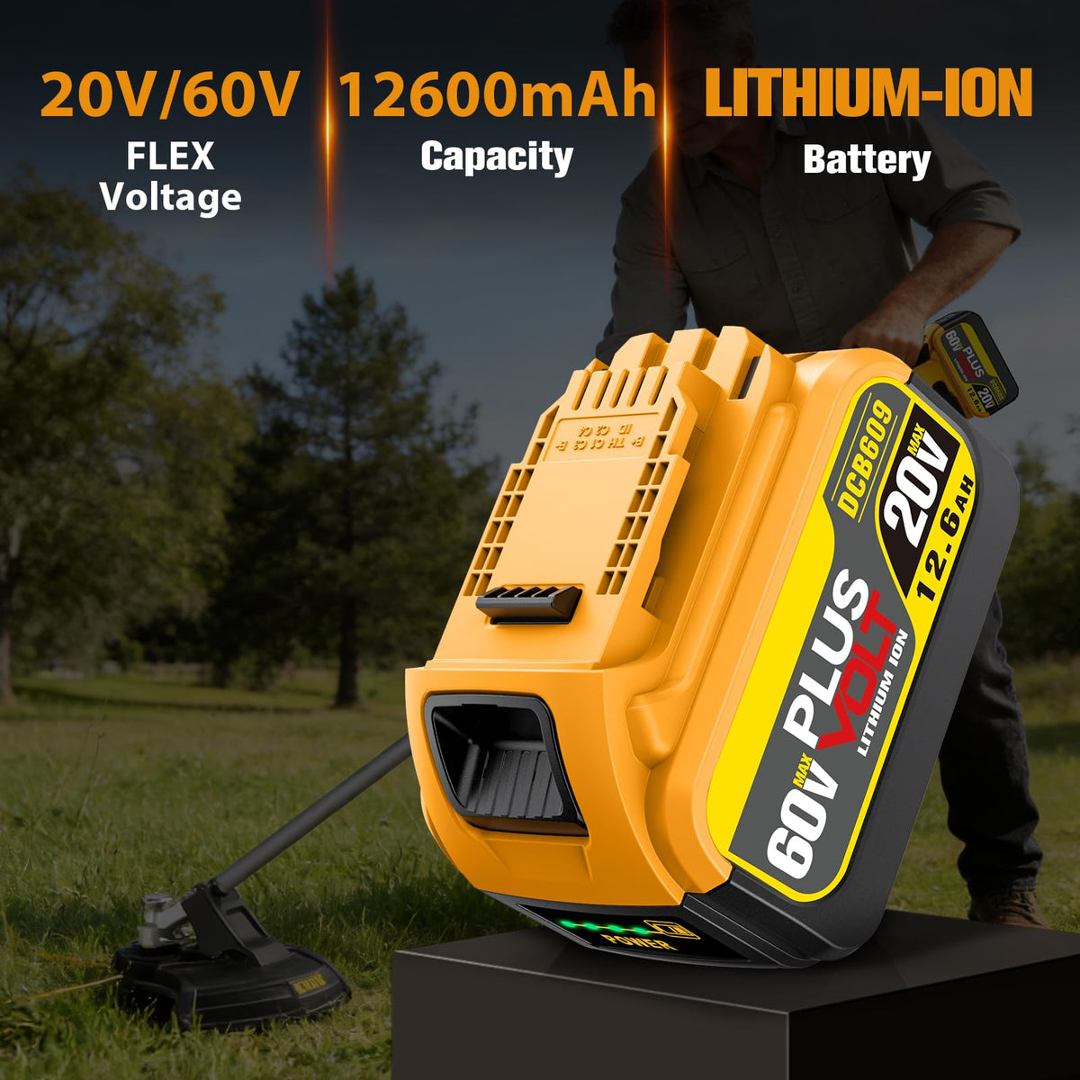 VelgoNyx 12.6Ah 20V/60V MAX Battery Pack — 2-Pack for DeWalt DCB606/609/612/615