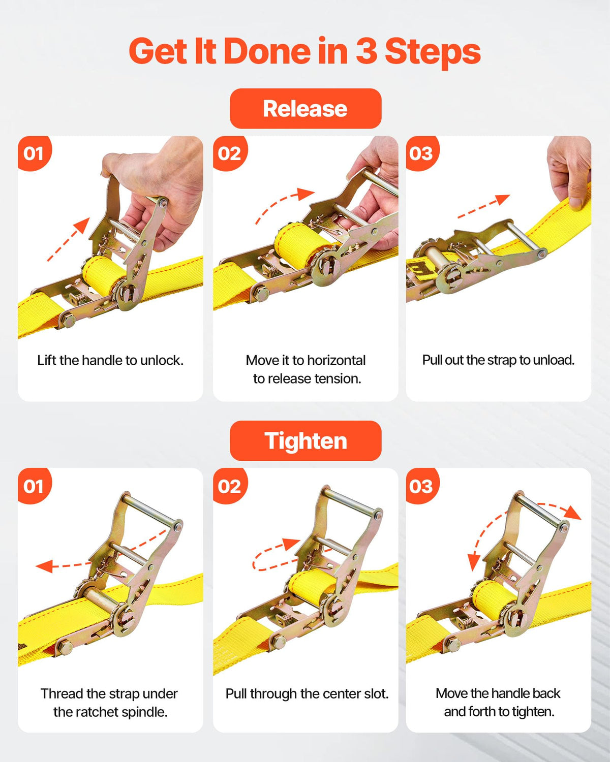 VEVOR 18-Piece E-Track Ratchet Strap Set - 2in x 15ft, 4400 lbs BS, Yellow