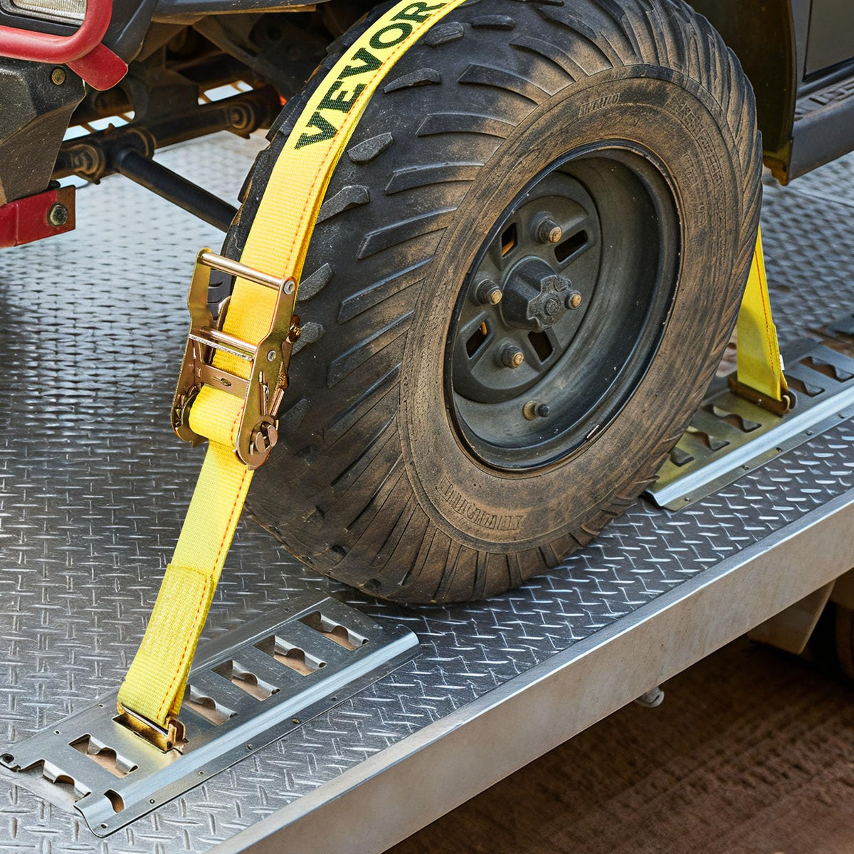 VEVOR 18-Piece E-Track Ratchet Strap Set - 2in x 15ft, 4400 lbs BS, Yellow