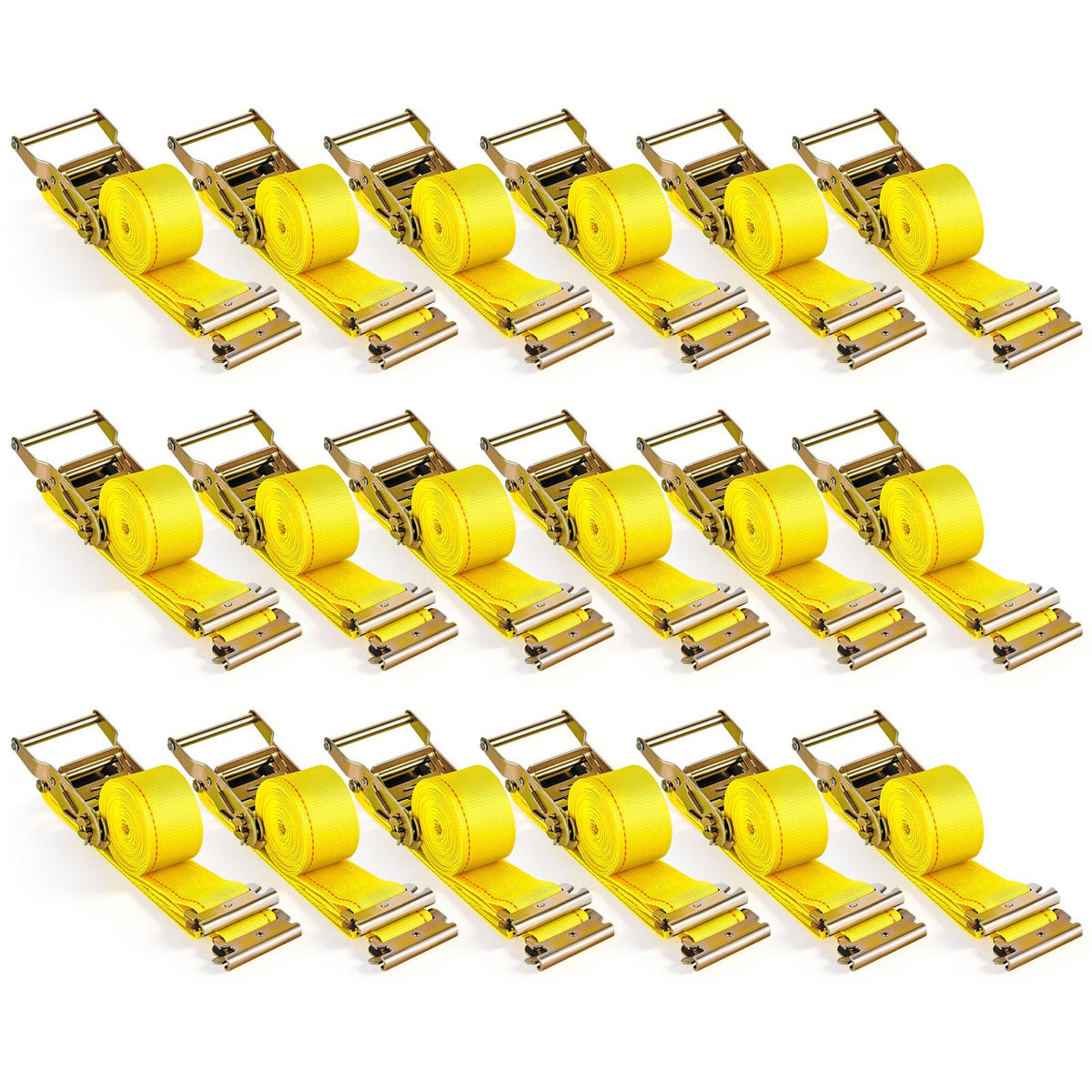 VEVOR 18-Piece E-Track Ratchet Strap Set - 2in x 15ft, 4400 lbs BS, Yellow