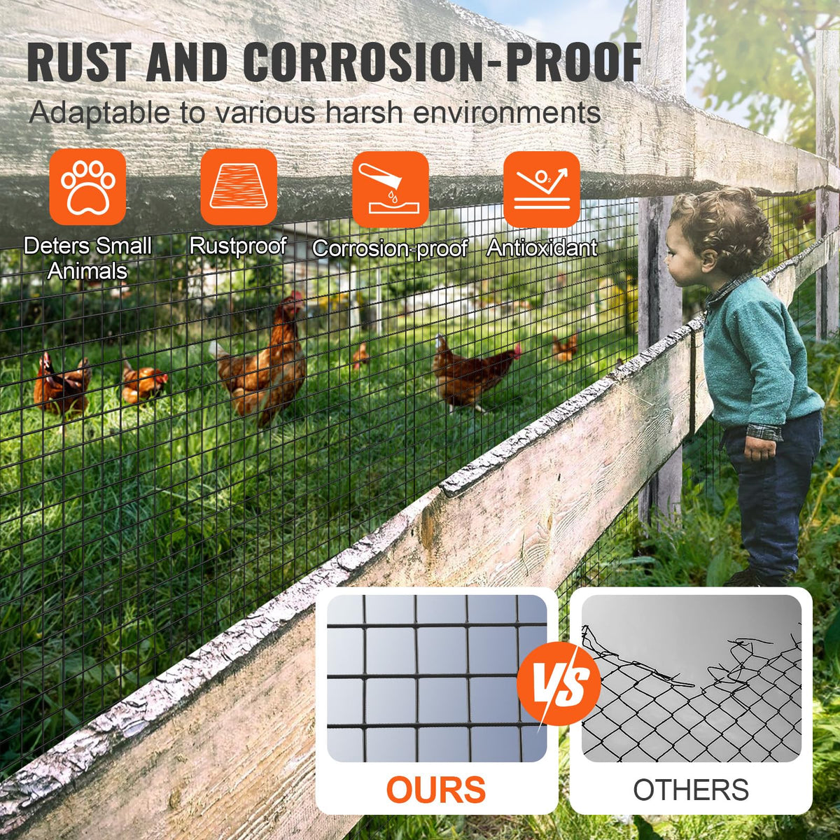 VEVOR Hardware Cloth 24'' x 100' – 1/2 in Galvanized Wire Mesh Roll, 19 Gauge for Chicken Coops