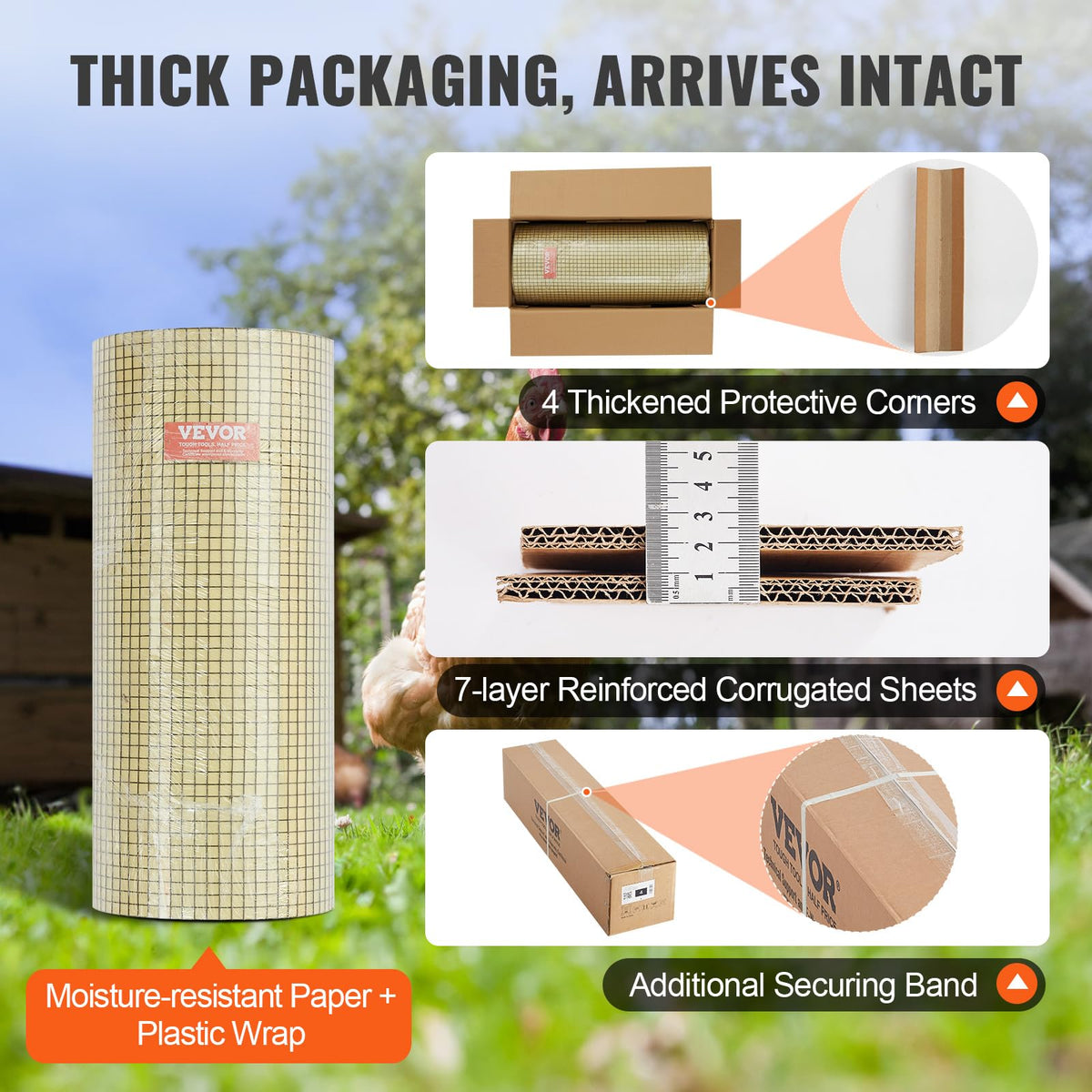 VEVOR Hardware Cloth 24'' x 100' – 1/2 in Galvanized Wire Mesh Roll, 19 Gauge for Chicken Coops