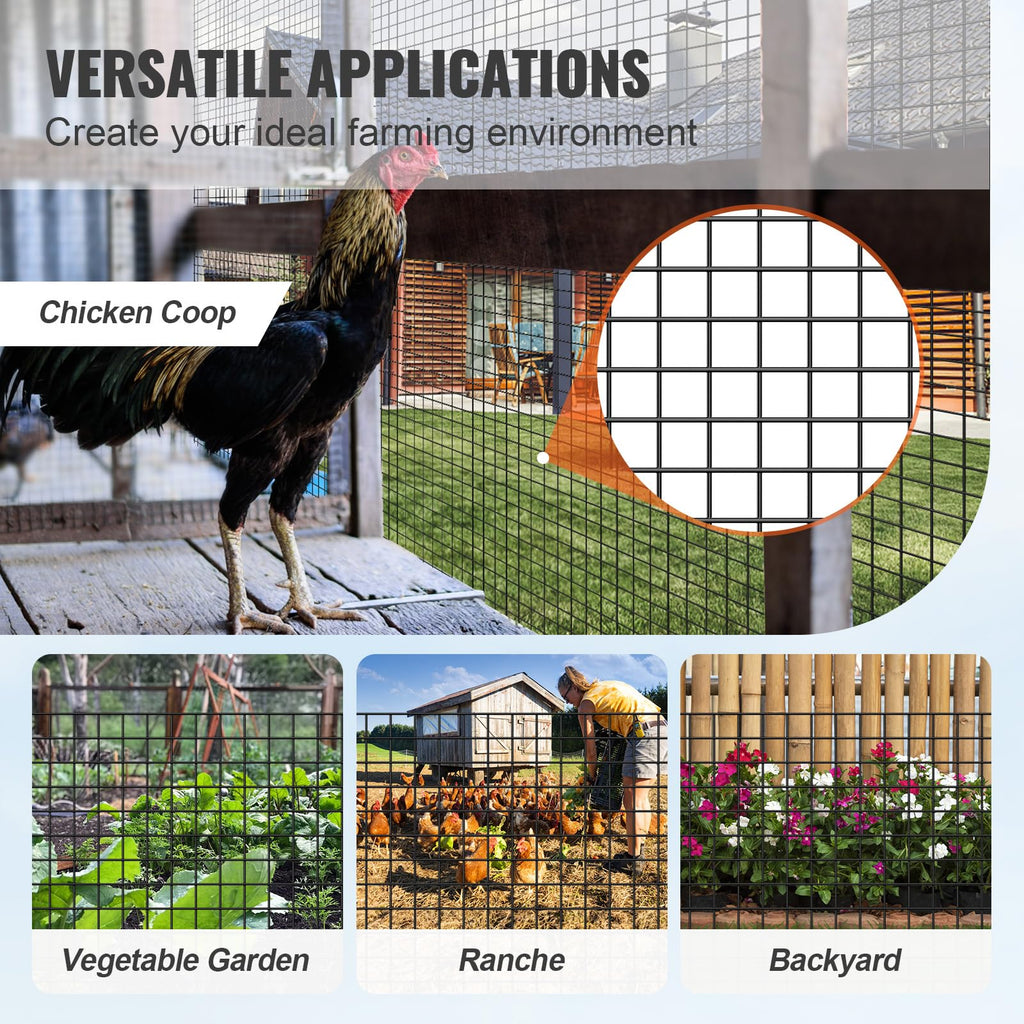 VEVOR Hardware Cloth 24'' x 100' – 1/2 in Galvanized Wire Mesh Roll, 19 Gauge for Chicken Coops