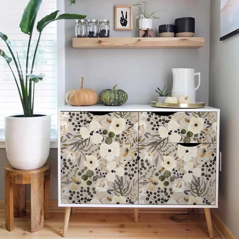VistaPalette Boho Cream Brown Daisy Peel & Stick Wallpaper | Removable Vinyl Contact Paper for Renters