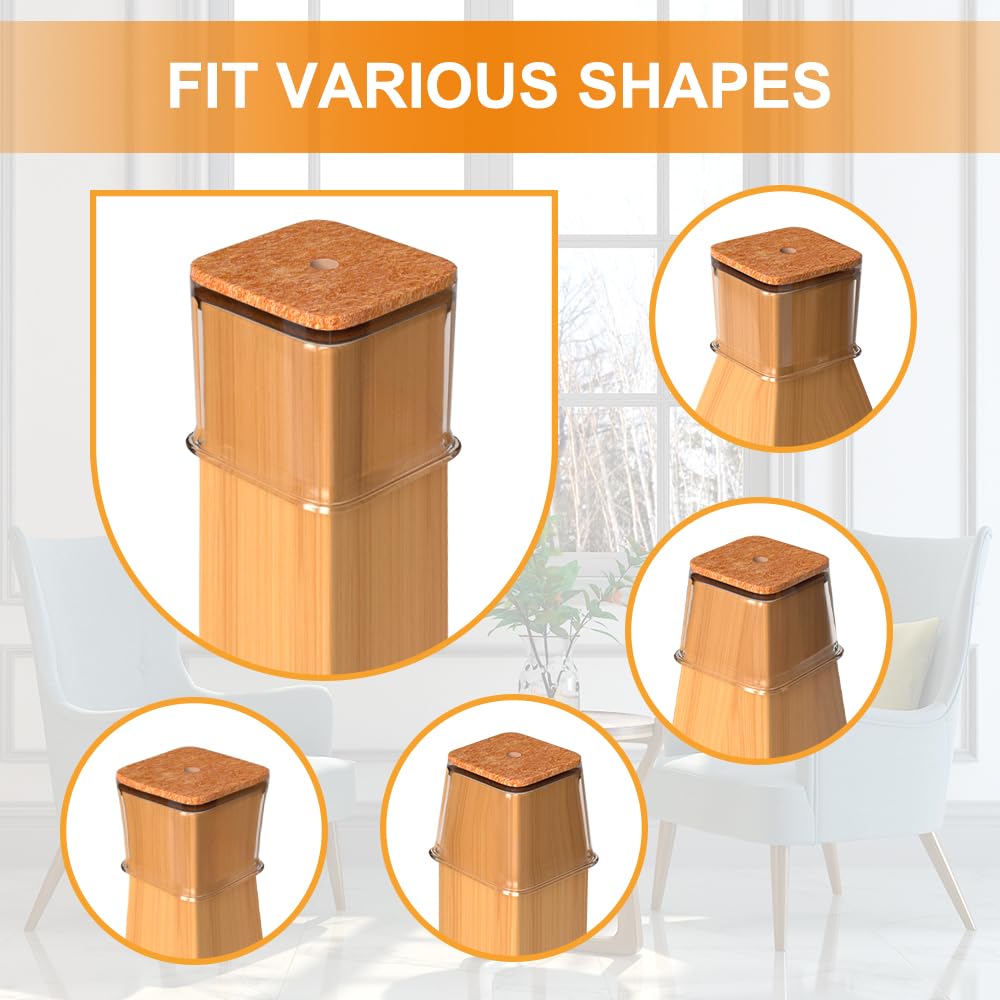 VIUME 24 Pcs Chair Leg Protectors — Square Silicone Caps for Hardwood Floors