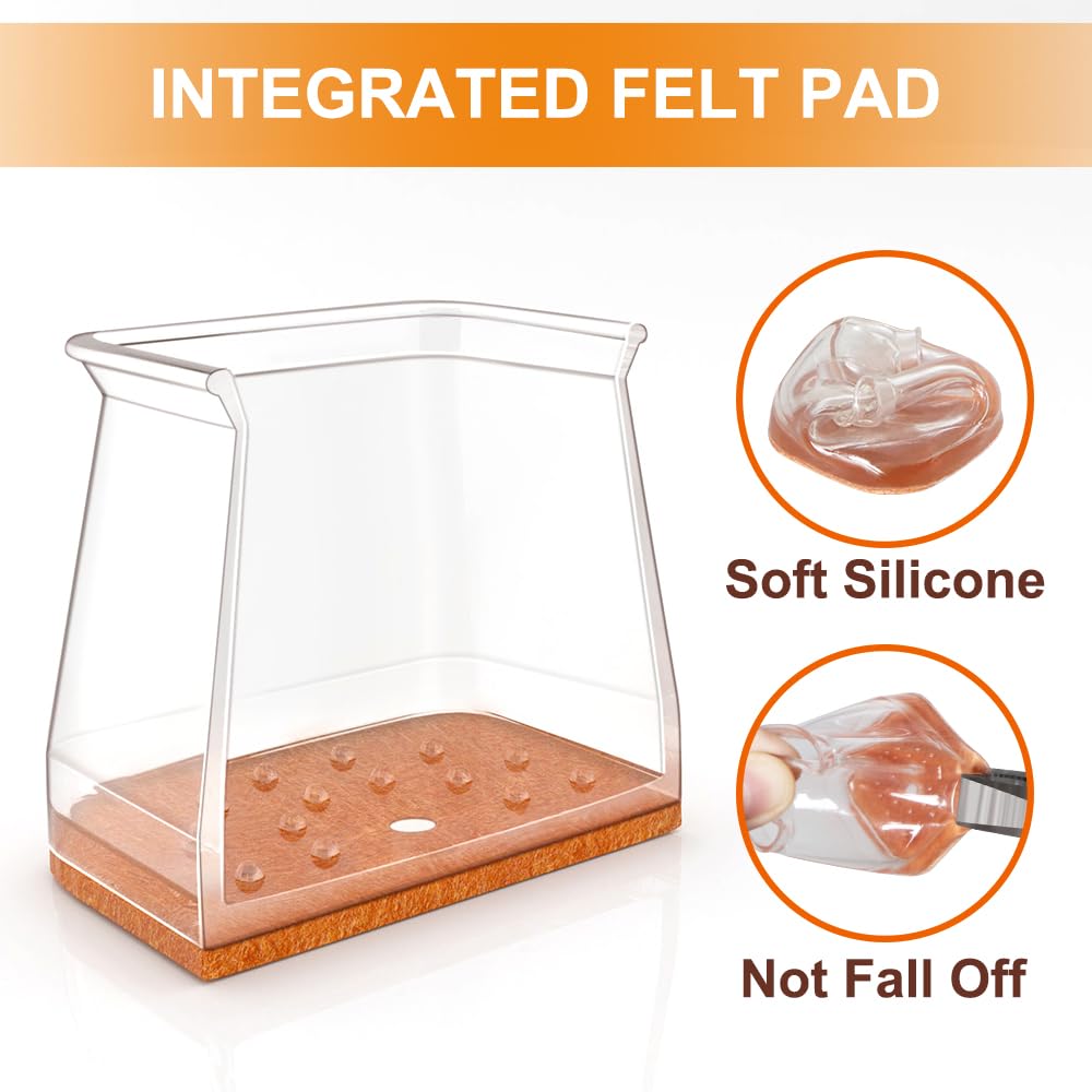 VIUME 24 Pcs Chair Leg Protectors — Square Silicone Caps for Hardwood Floors