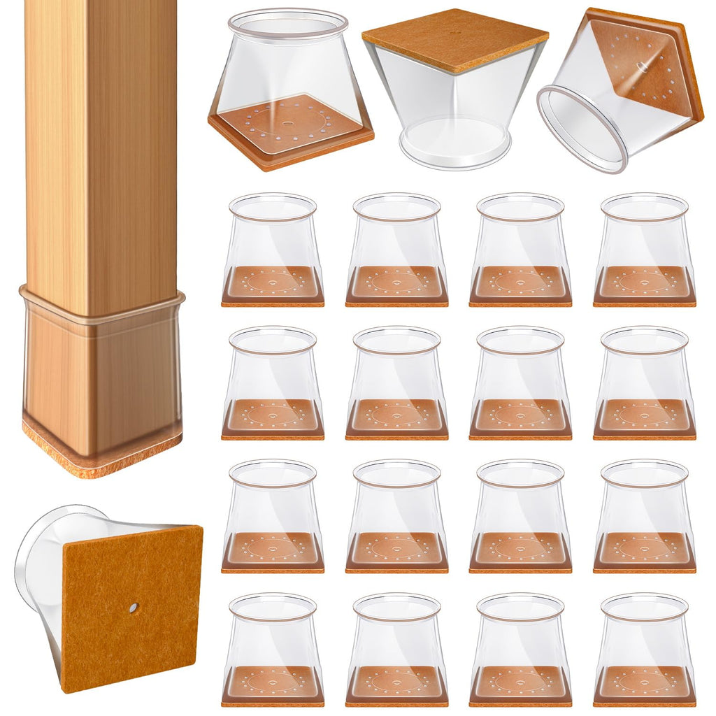 VIUME 24 Pcs Chair Leg Protectors — Square Silicone Caps for Hardwood Floors