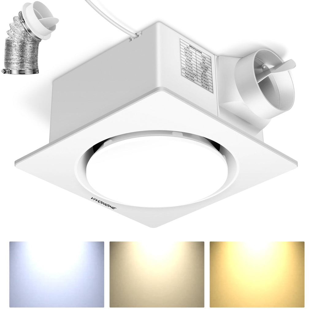 VIVOHOME Autoflow Bathroom Exhaust Fan with Humidity Sensor – 160 CFM, EC Motor, 2700K/4000K/5700K