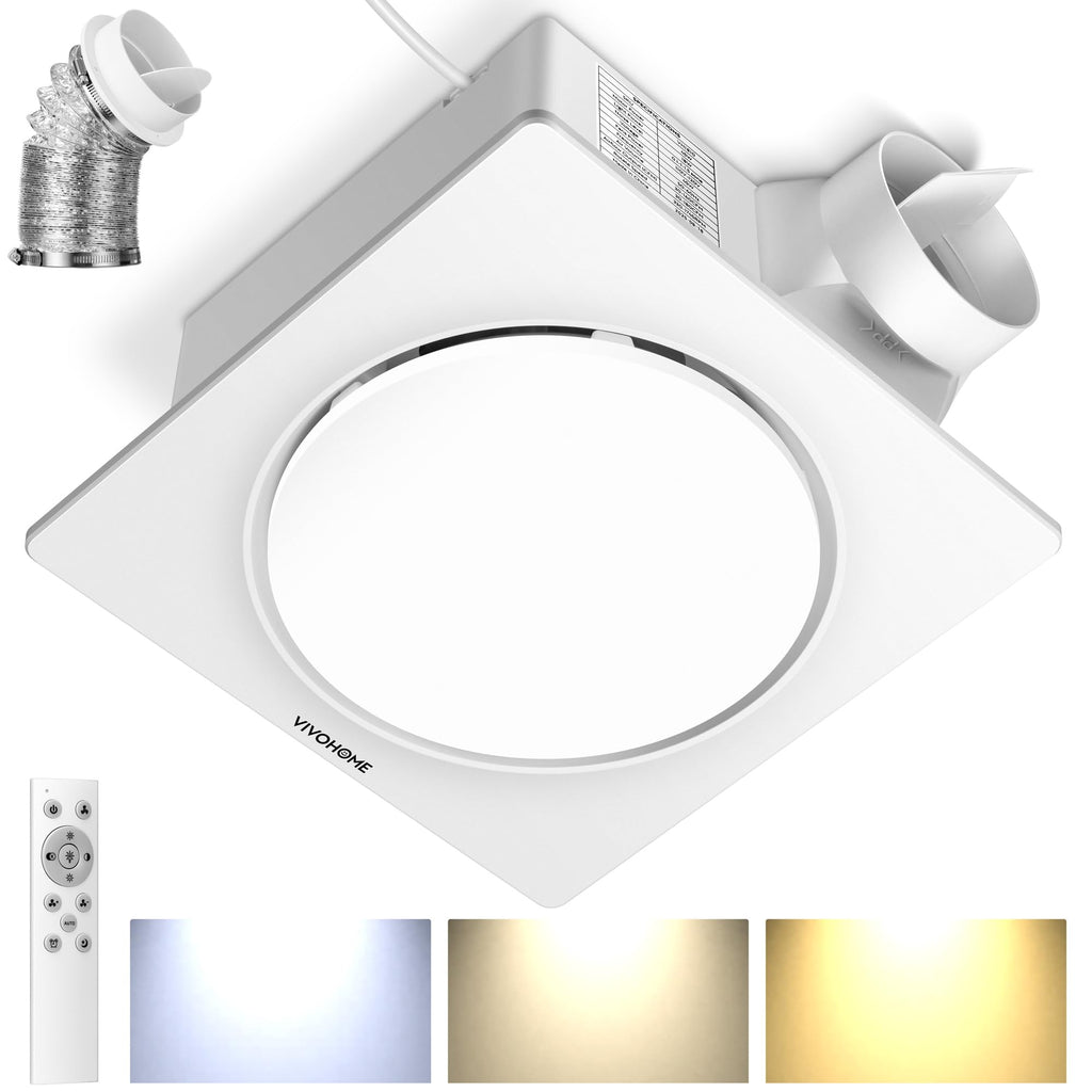 VIVOHOME Autoflow Bathroom Exhaust Fan with Humidity Sensor – 160 CFM, EC Motor, 2700K/4000K/5700K
