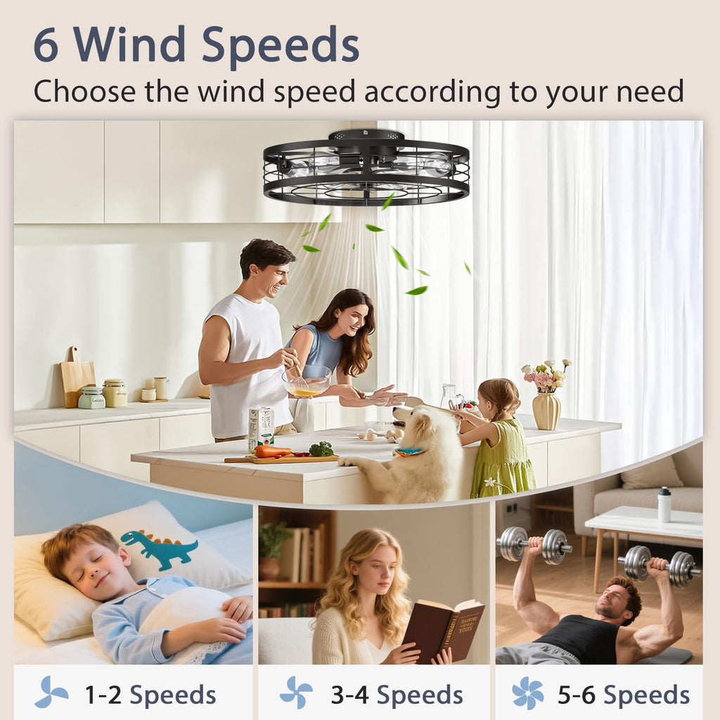 VOLISUN Caged Ceiling Fan with Light and Remote – 23.6-Inch Fandelier