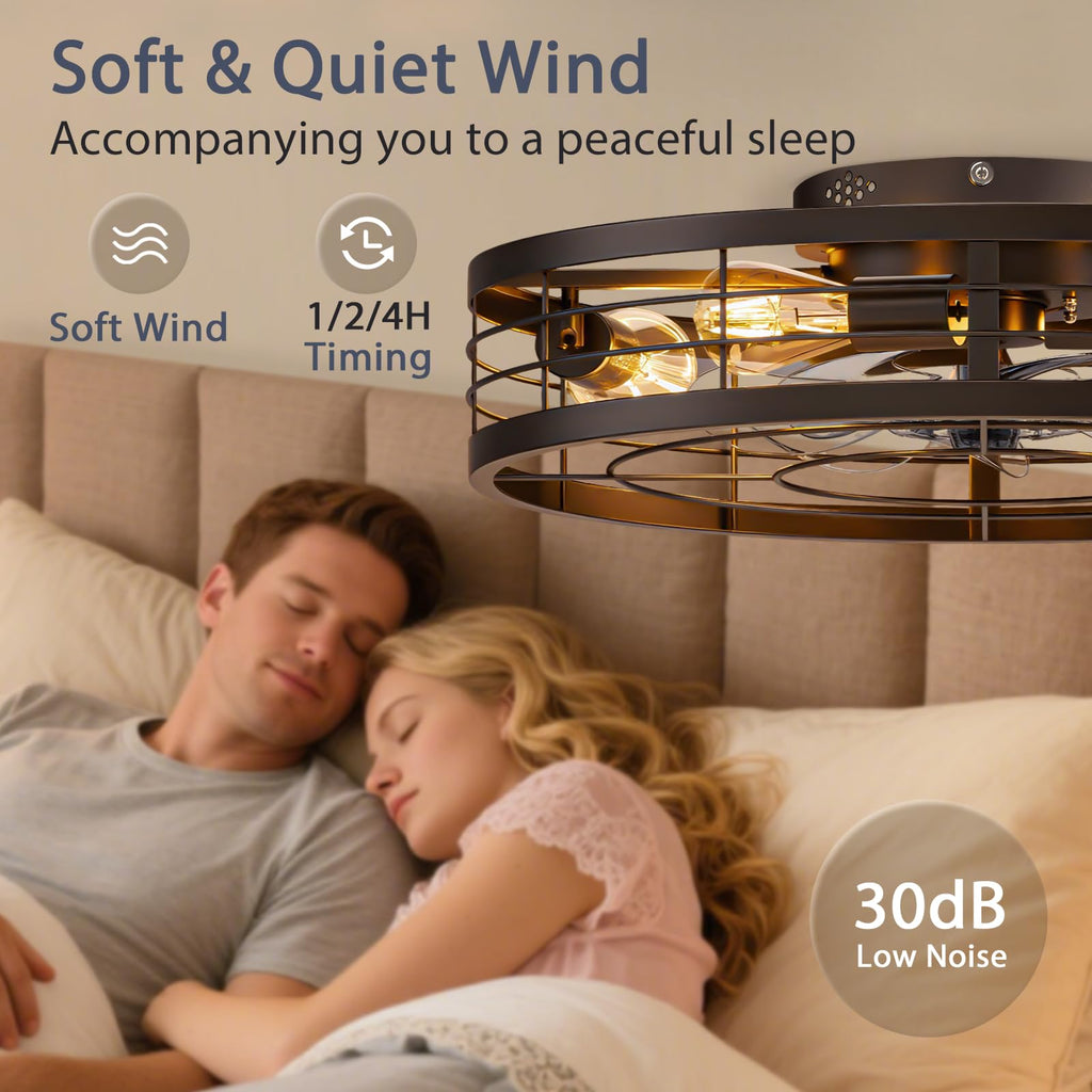 VOLISUN Caged Ceiling Fan with Light and Remote – 23.6-Inch Fandelier