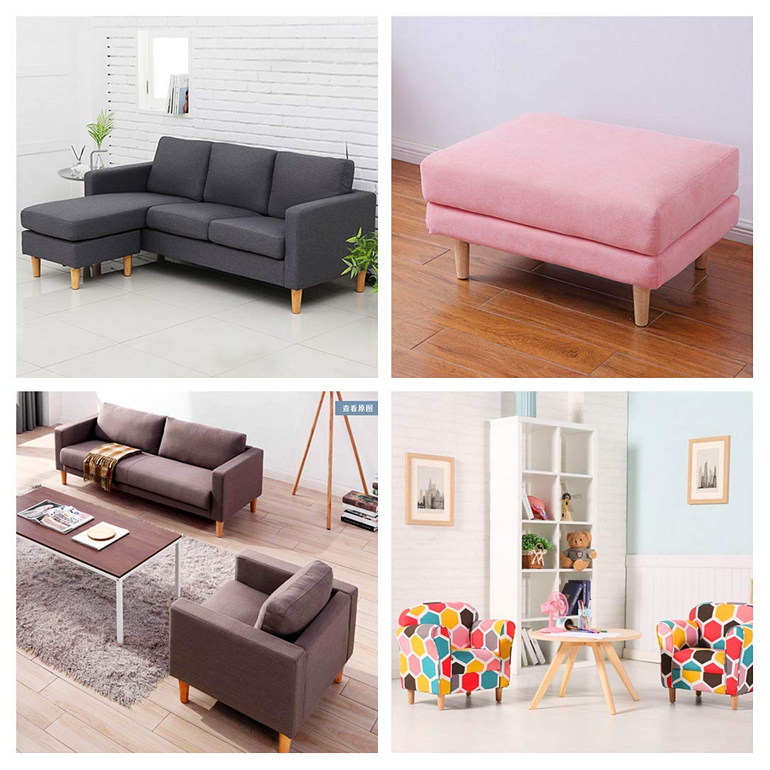 WEICHUAN 4-Inch Solid Wood Legs – Set of 4 for Sofa, Chair, Table