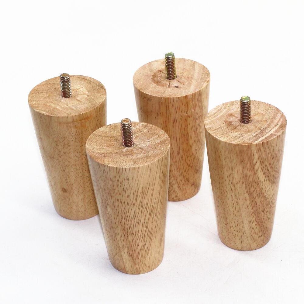 WEICHUAN 4-Inch Solid Wood Legs – Set of 4 for Sofa, Chair, Table