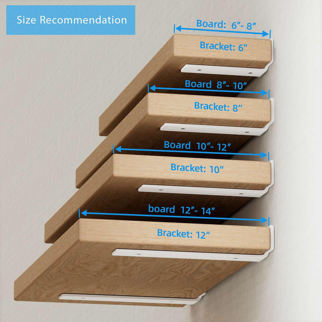 WEKIS Shelf Brackets 10-Inch Heavy Duty Floating Brackets – 6 Pack, Matte White, 160 lb Load Capacity