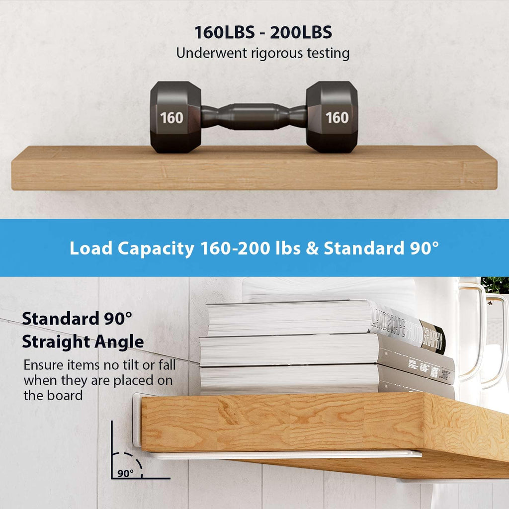 WEKIS Shelf Brackets 10-Inch Heavy Duty Floating Brackets – 6 Pack, Matte White, 160 lb Load Capacity