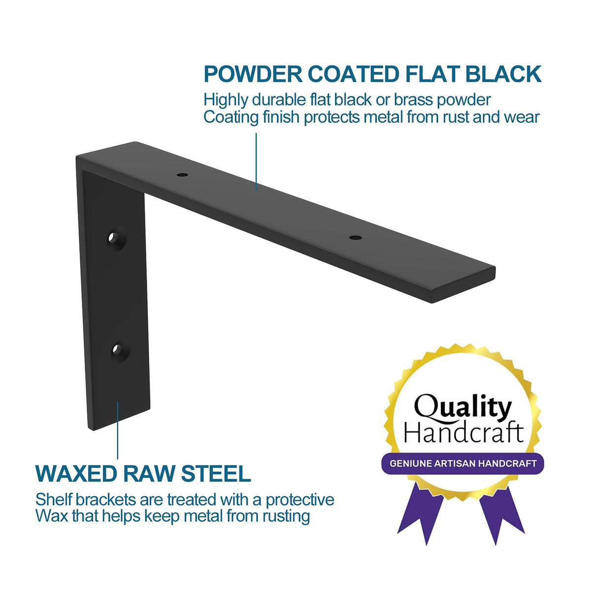 WEKIS 6-Pack Heavy-Duty 10-Inch L Shelf Brackets, Black, 0.2-Inch Thick
