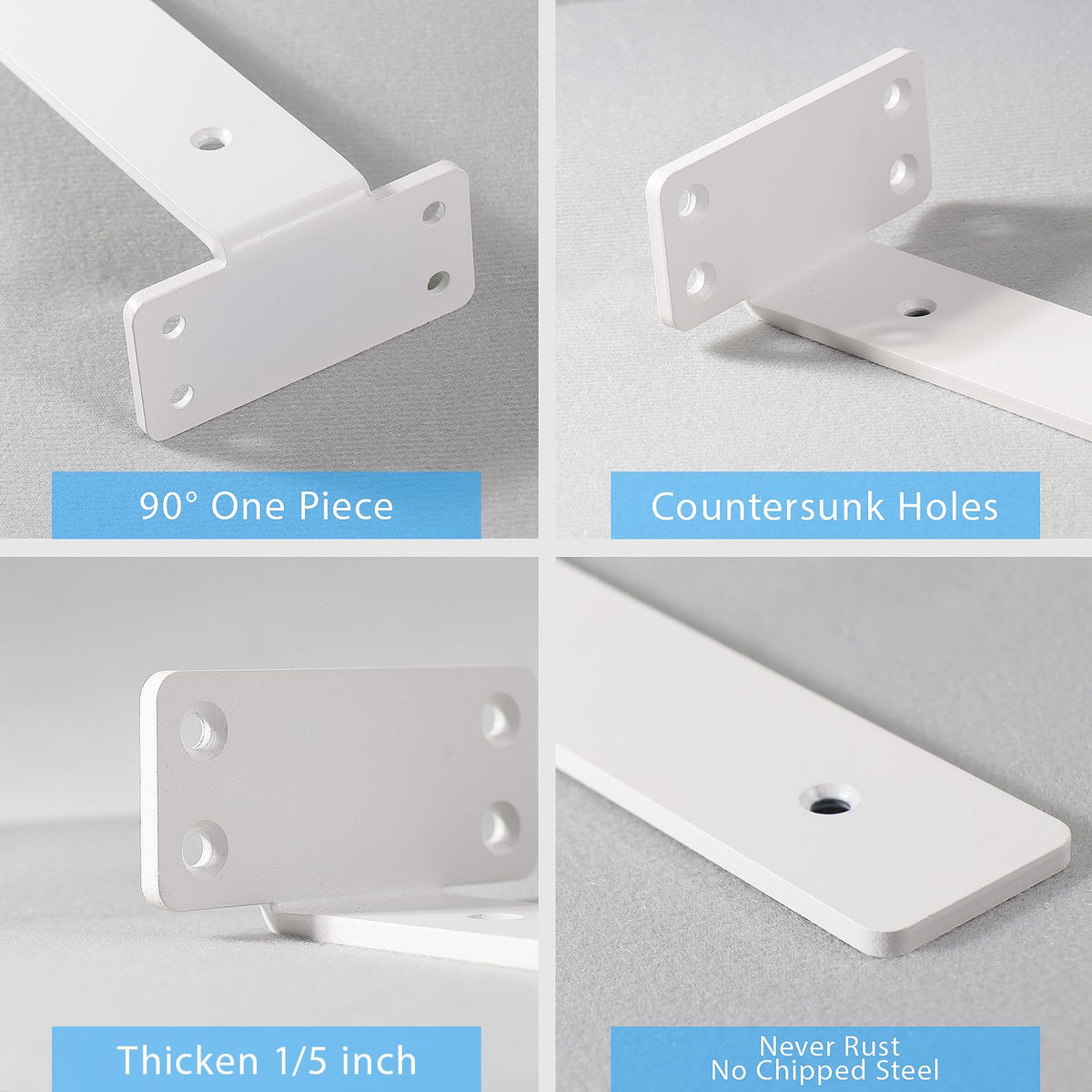 WEKIS Shelf Brackets 10-Inch Heavy Duty Floating Brackets – 6 Pack, Matte White, 160 lb Load Capacity