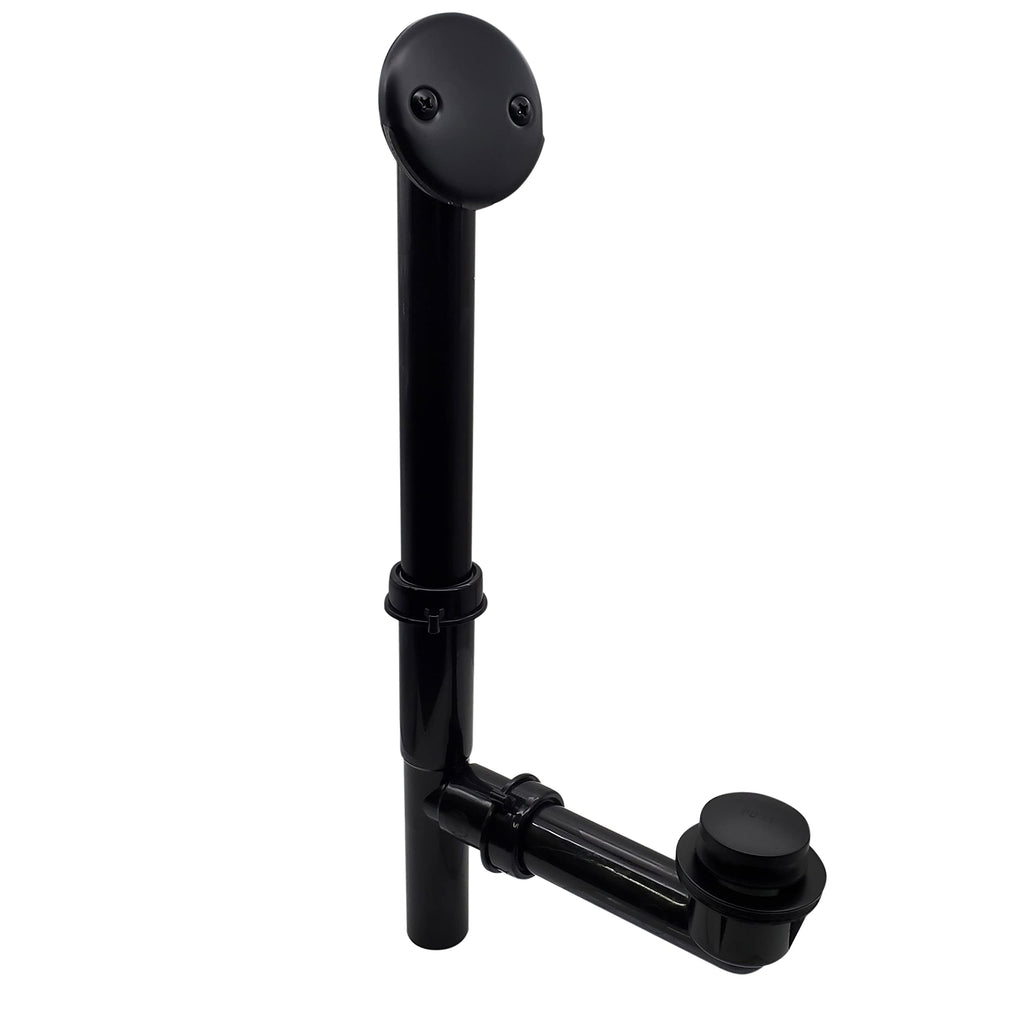 Westbrass 593144-62 14in Black Tubular Bathtub Waste & Overflow with Tip-Toe Drain Plug – Matte Black