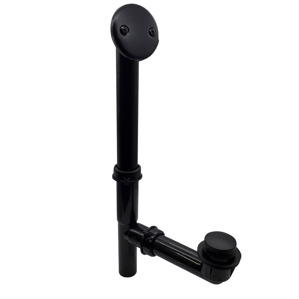 Westbrass 593144-62 14in Black Tubular Bathtub Waste & Overflow with Tip-Toe Drain Plug – Matte Black