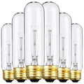 Weyolin Edison Light Bulbs - 25W 120V E26 T10 Tubular, Clear, Warm White, Dimmable - 6-Pack