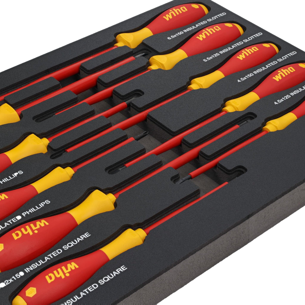 Wiha 32080 10-Piece Insulated SoftFinish Cushion Grip Screwdriver Tray Set