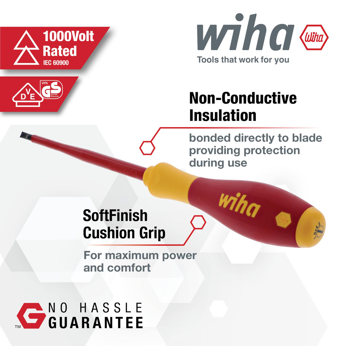 Wiha 32080 10-Piece Insulated SoftFinish Cushion Grip Screwdriver Tray Set