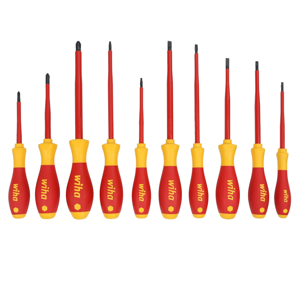 Wiha 32080 10-Piece Insulated SoftFinish Cushion Grip Screwdriver Tray Set