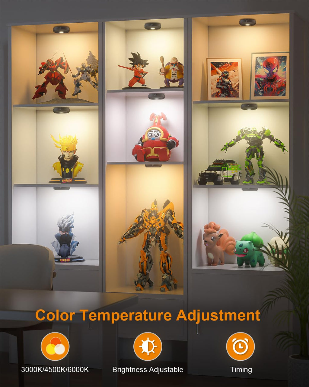 WILLED Puck Lights with Remote – 3-Color Temperatures, 3-Pack, Rechargeable Under-Cabinet LEDs