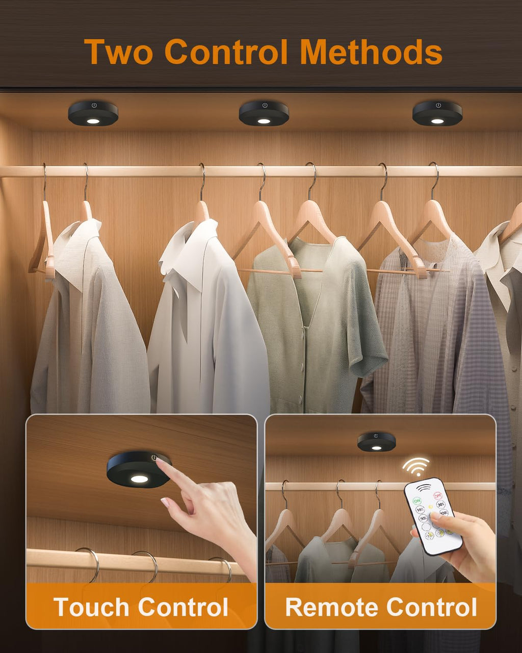 WILLED Puck Lights with Remote – 3-Color Temperatures, 3-Pack, Rechargeable Under-Cabinet LEDs