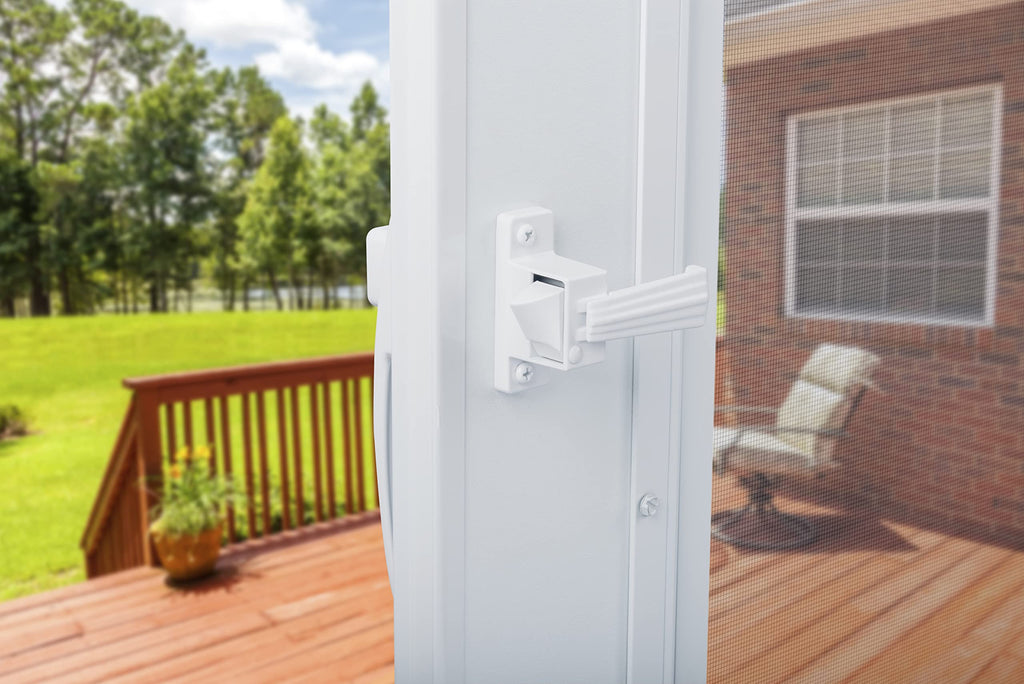 Wright Products Push Button Door Latch for Storm & Screen Doors - White