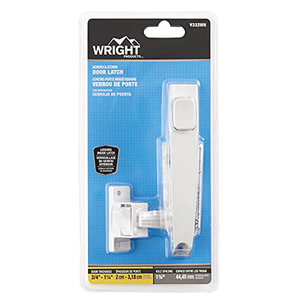 Wright Products Push Button Door Latch for Storm & Screen Doors - White