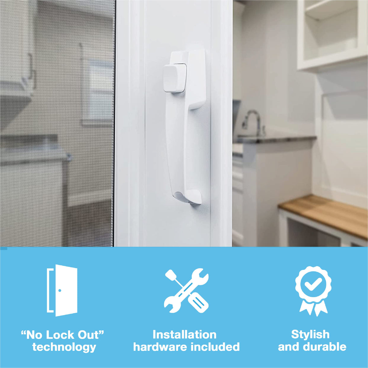 Wright Products Push Button Door Latch for Storm & Screen Doors - White