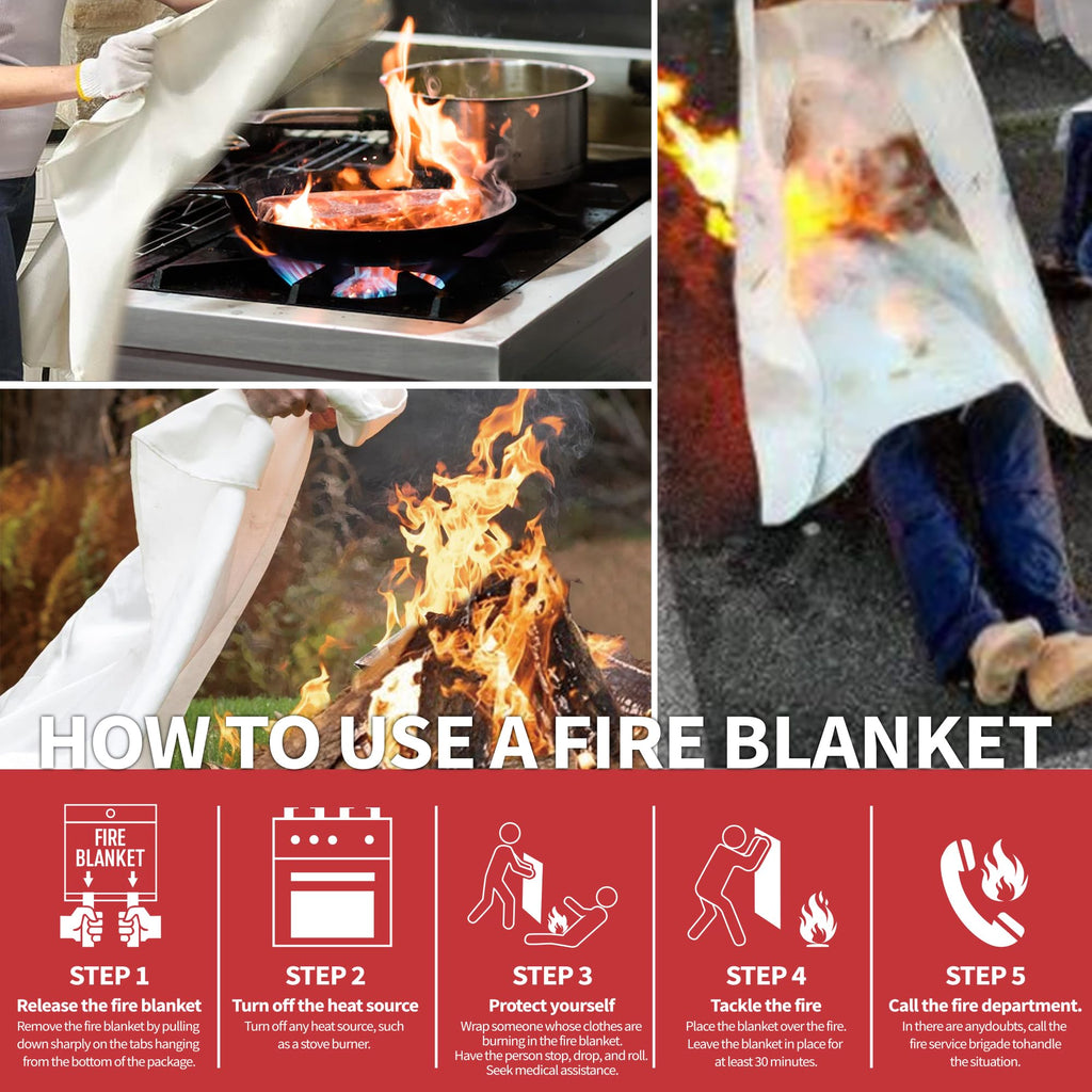 WUERLI Fire Blanket 40x40 in – 2 Pack for Home & Kitchen Safety