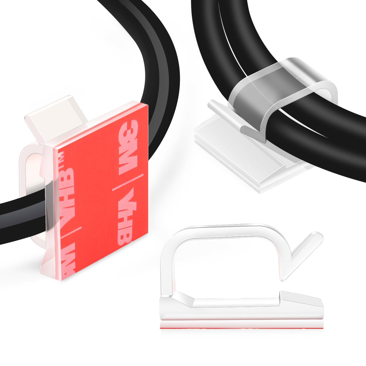 XHF 3/4” Adhesive Cable Clips Clear – 120Pcs for Cables, Lights, and Desk Organization