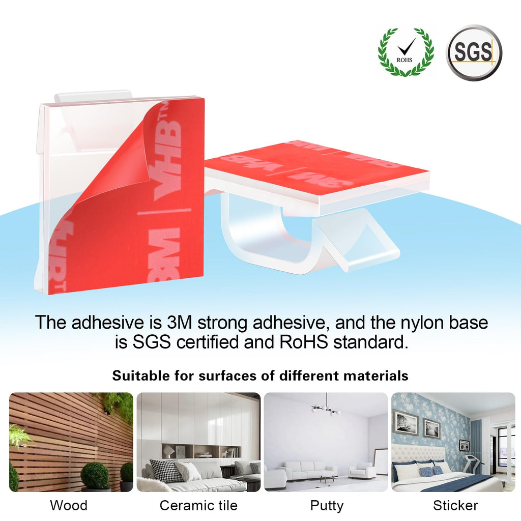 XHF 3/4” Adhesive Cable Clips Clear – 120Pcs for Cables, Lights, and Desk Organization