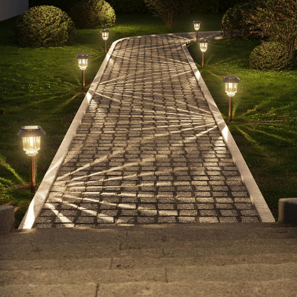 XMCOSY+ Solar Pathway Lights Outdoor - 6 Pack, Dimmable 10-40 LM, IP65 Waterproof Landscape Lighting