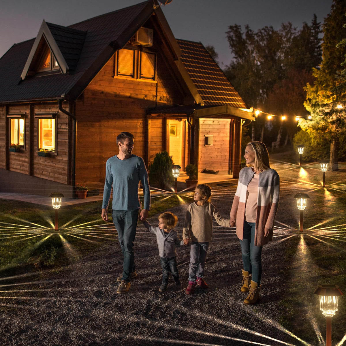 XMCOSY+ Solar Pathway Lights Outdoor - 6 Pack, Dimmable 10-40 LM, IP65 Waterproof Landscape Lighting