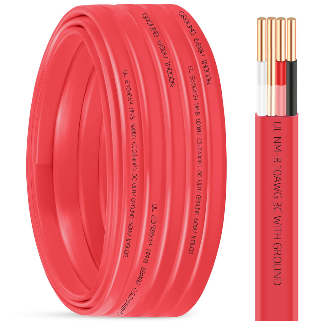 XMK NM-B 10/3 Wire with Ground, 50 ft – 10 AWG Copper, 3-Conductor Indoor NM-B Cable