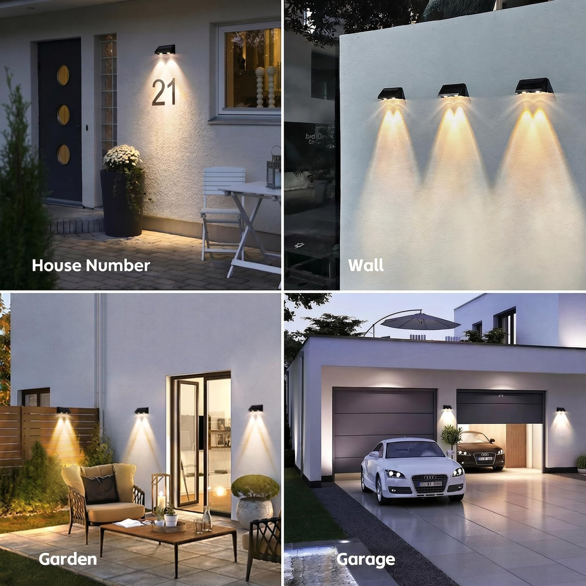 XmnSoly Solar Lights Outdoor 3000K Warm White – Dusk to Dawn, Waterproof, 2 Pack