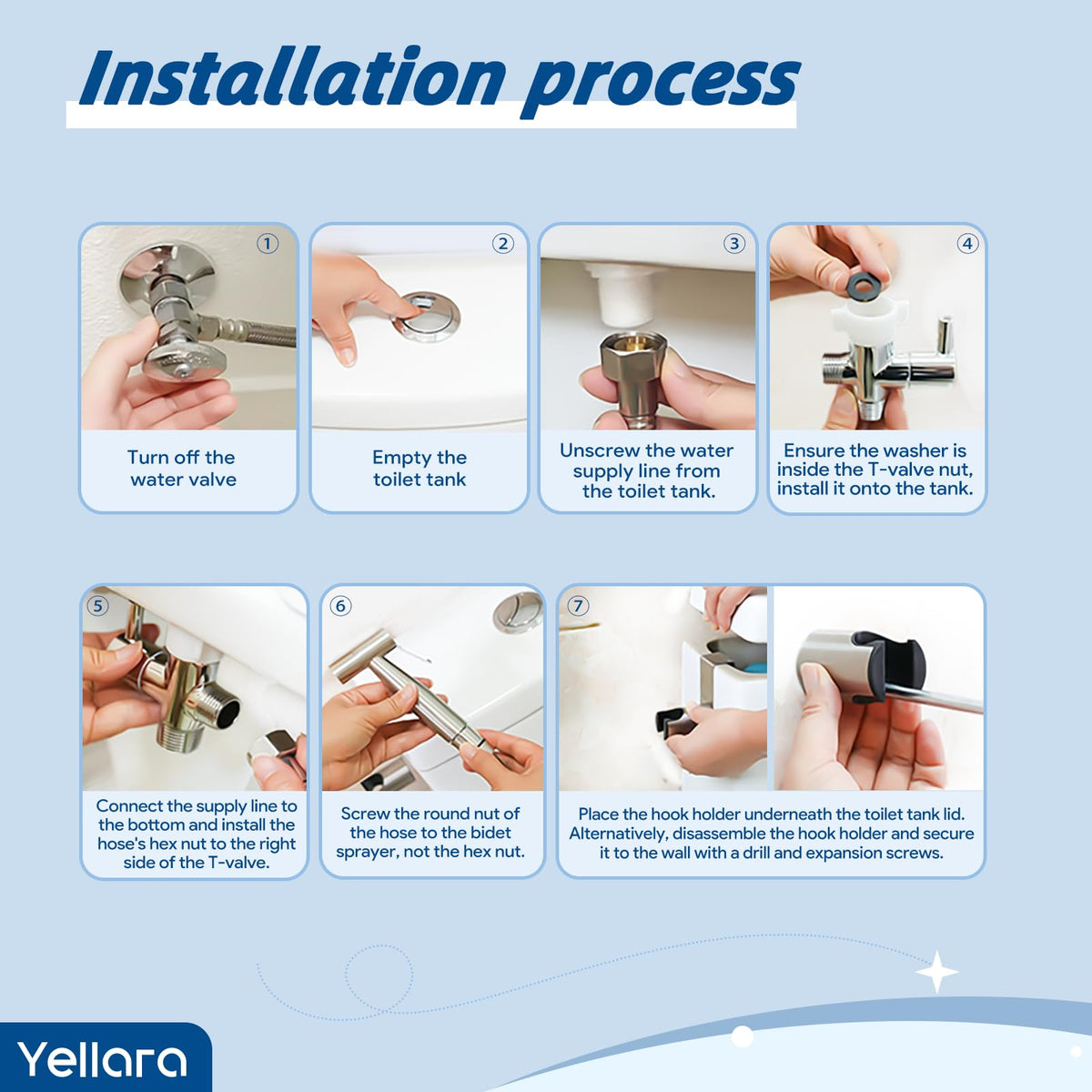 Yellara Handheld Bidet Sprayer – Stainless Steel, Adjustable Water Pressure, Easy Install