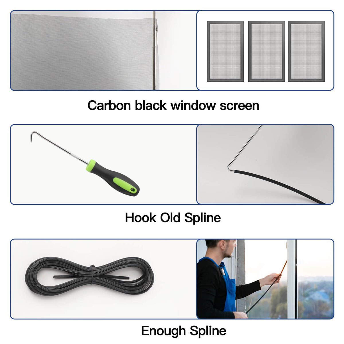 Yolovit Window Screen Repair Kit – 48x114 Mesh with All Tools (8-in-1)
