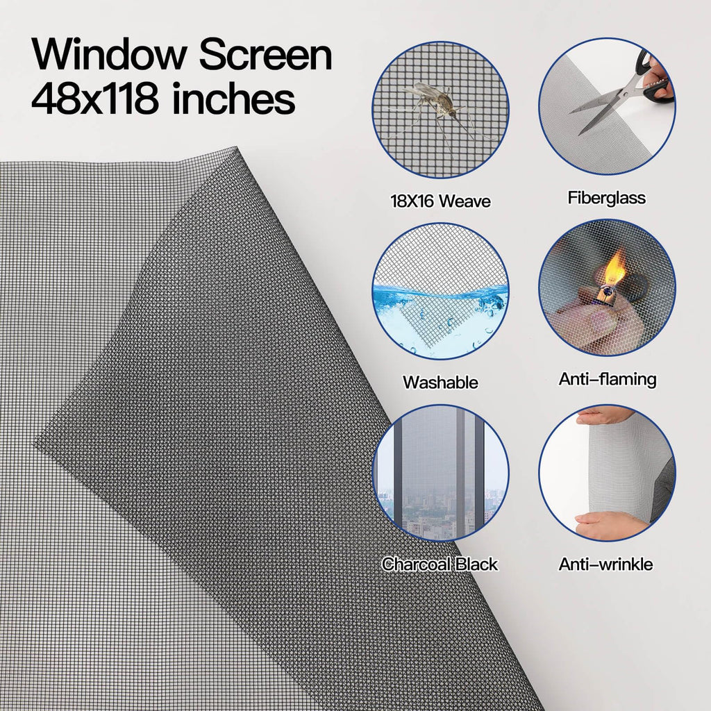 Yolovit Window Screen Repair Kit – 48x114 Mesh with All Tools (8-in-1)
