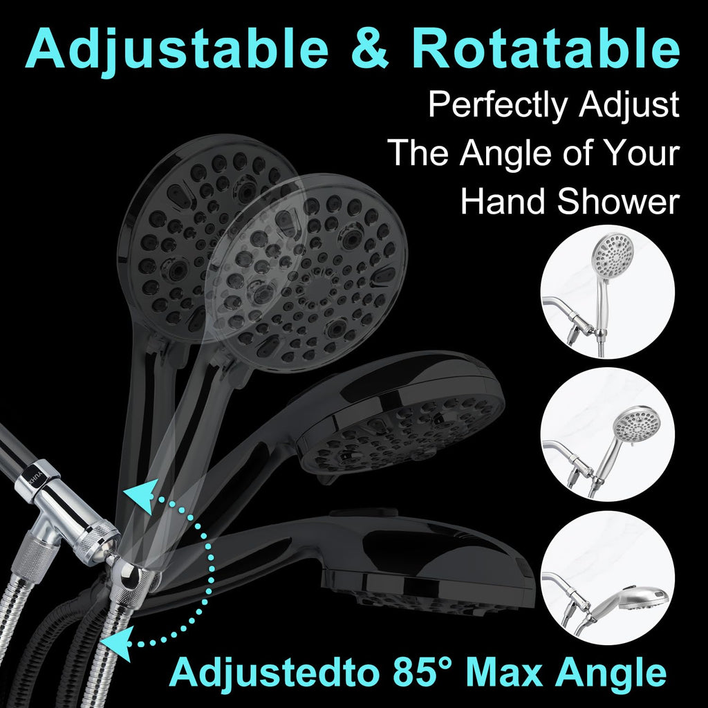 YUHX All-Metal Brass Shower Head Holder – Adjustable B-Style Shower Arm Mount with Premium Chrome