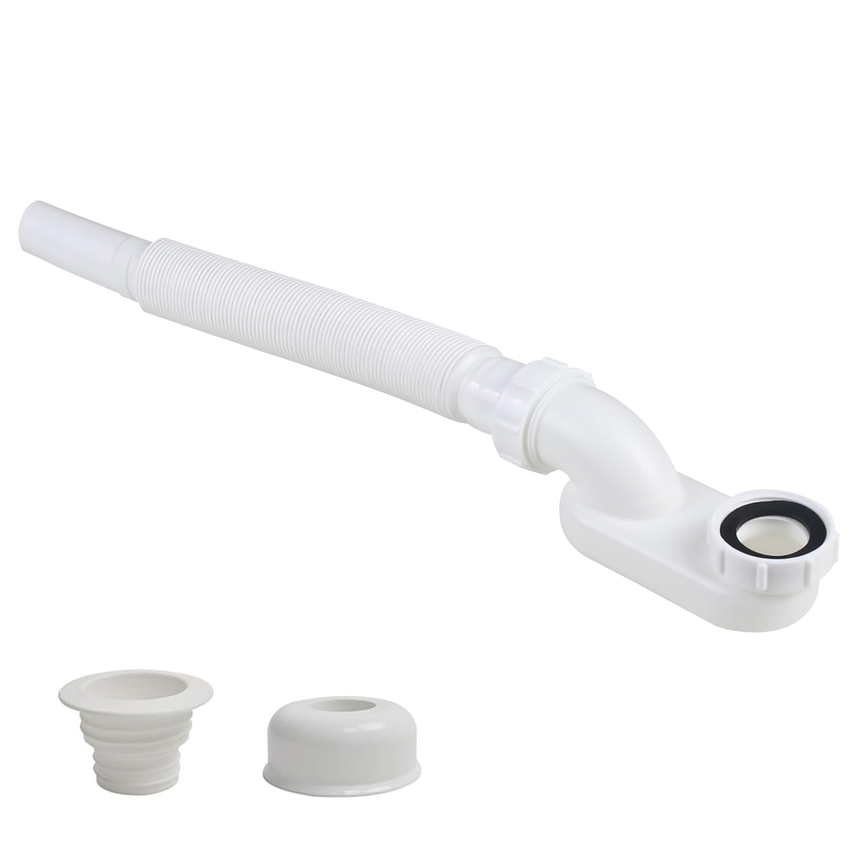 YYinno Flexible Bathtub Drain Pipe – Low-Profile 1-1/2 in Flat P-Trap for Freestanding Tubs