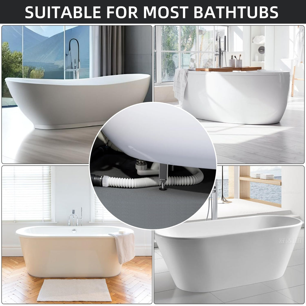 YYinno Flexible Bathtub Drain Pipe – Low-Profile 1-1/2 in Flat P-Trap for Freestanding Tubs