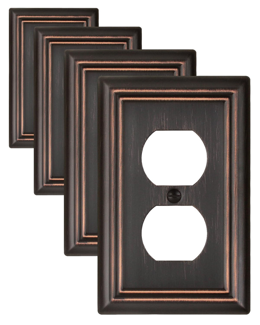 ZILLSEA Metal Wall Plates – Aged Bronze, 1 Duplex, 4 Pack | Decorative Switch Plates & Outlet Covers