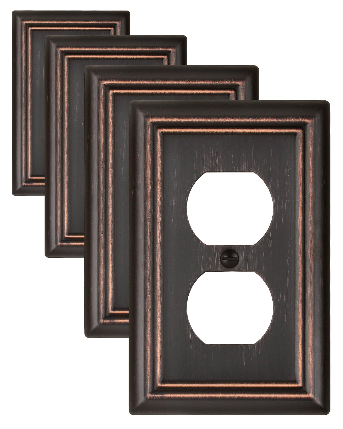 ZILLSEA Metal Wall Plates – Aged Bronze, 1 Duplex, 4 Pack | Decorative Switch Plates & Outlet Covers